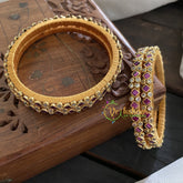 Single Line Kundan Bangle-Dice and Dots-Purple-G3697